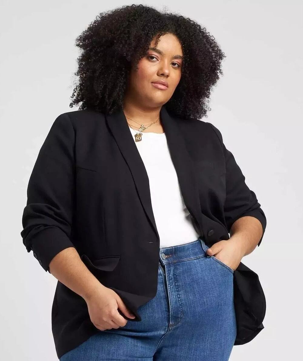 [Universal Standard] Black Rio Wool Blend Blazer Jacket Work Office 14 16 Small